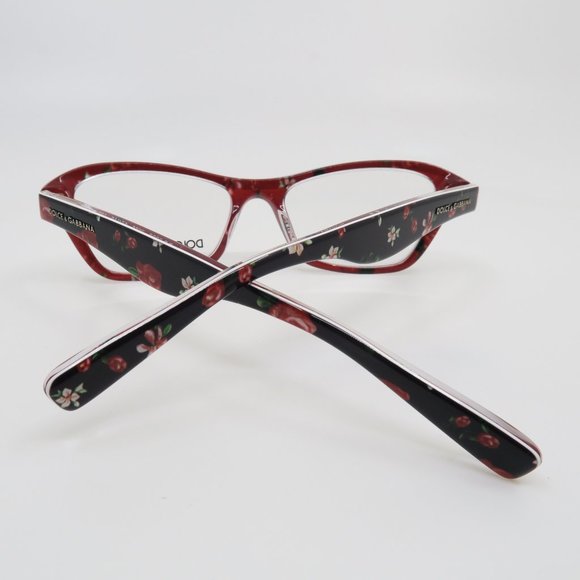 Dolce & Gabbana DG 3202 2986 47mm Black & Flowers Girl's Rectangular Glasses. - Picture 7 of 8